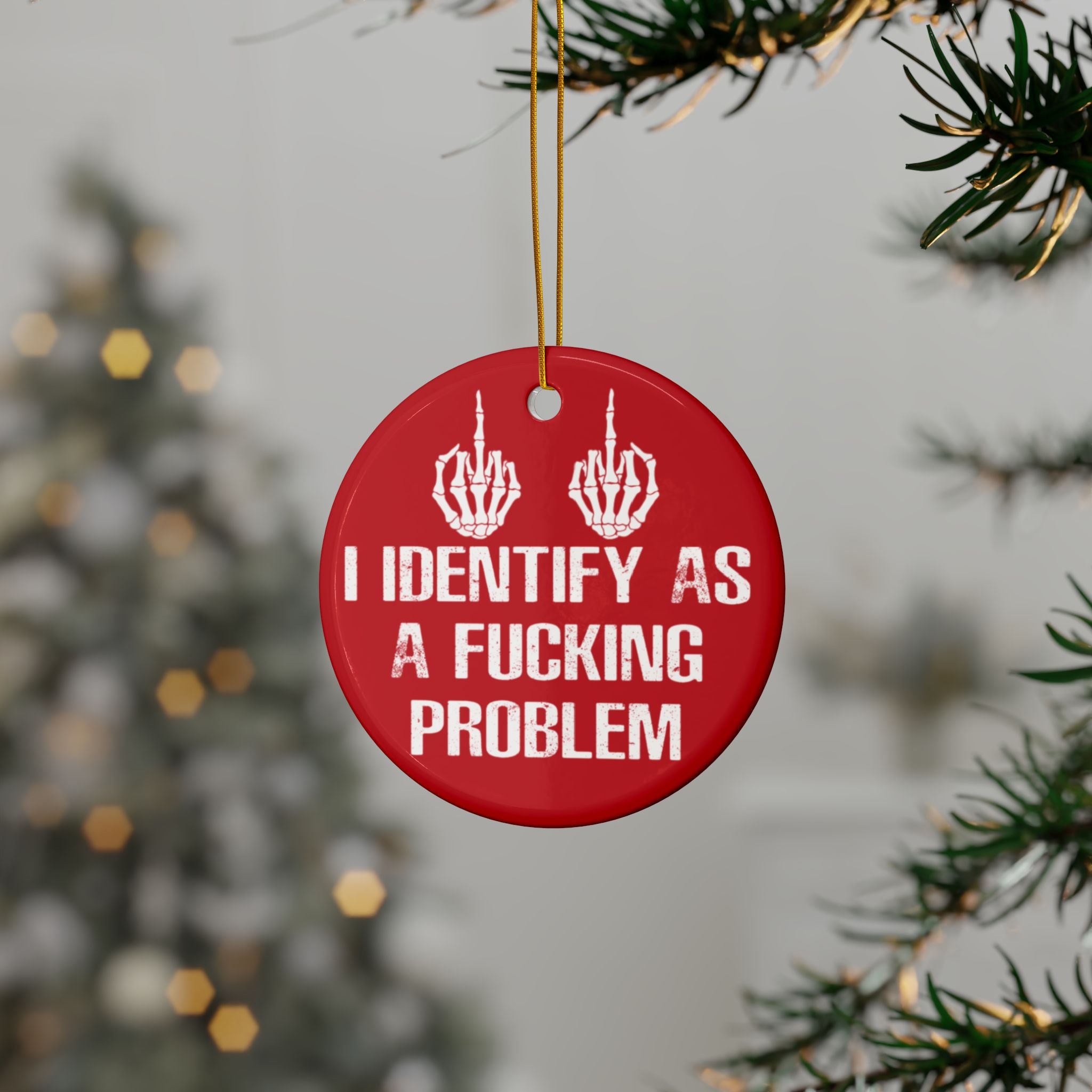 Problematic Identity Ornament - Red